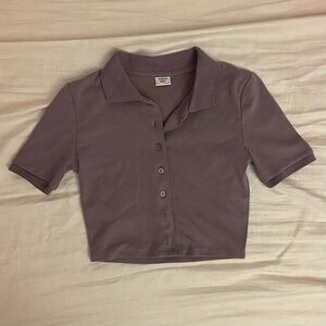 Like New Aritzia Button-Front Cropped Polo Top